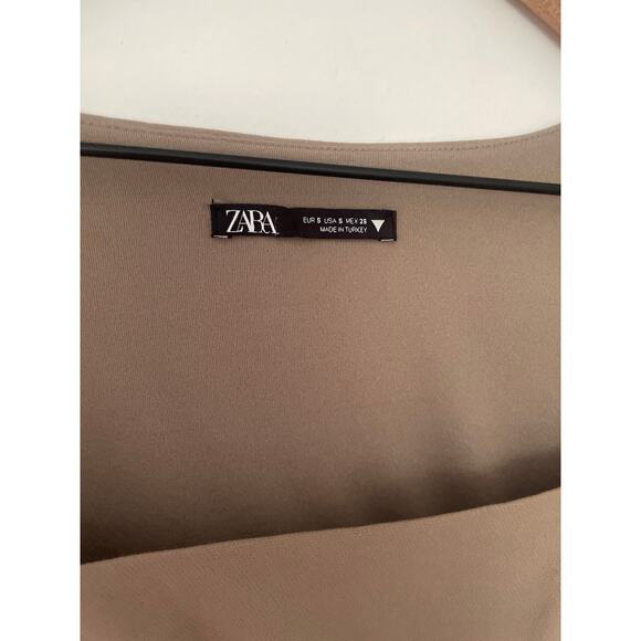 Zara Square Neck Bodysuit Khaki Tan Green Small Corset Balletcore - Picture 8 of 10